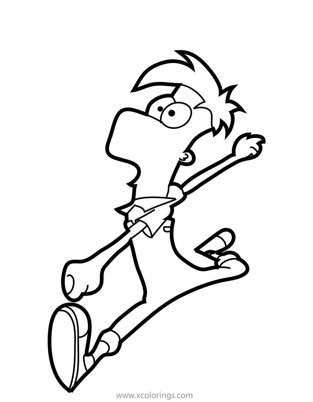 Free Phineas and Ferb Coloring Pages Ferb is Jumping printable