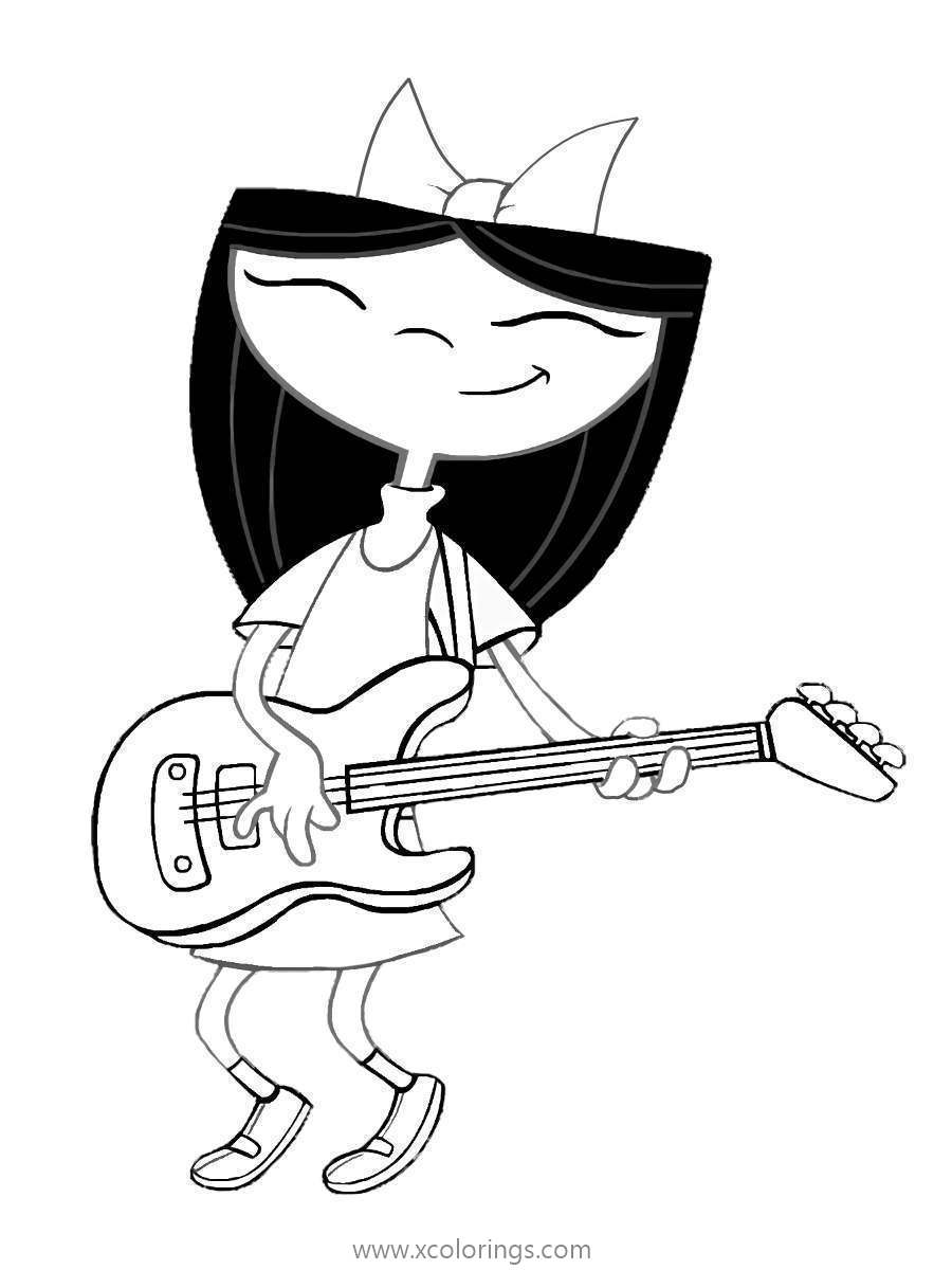 Free Phineas and Ferb Coloring Pages Isabella Play Guitar printable