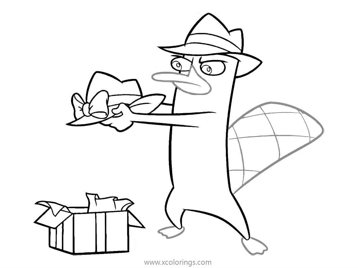 Free Phineas and Ferb Coloring Pages Perry Get A Hat printable
