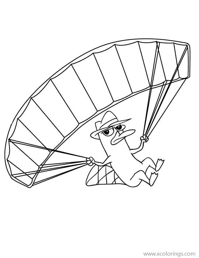 Free Phineas and Ferb Coloring Pages Perry Play Paraglider printable