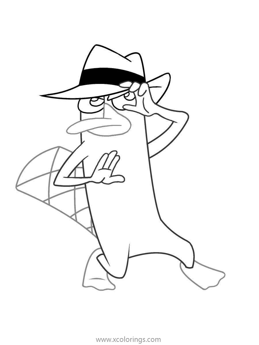 Free Phineas and Ferb Coloring Pages Perry in the Hat printable