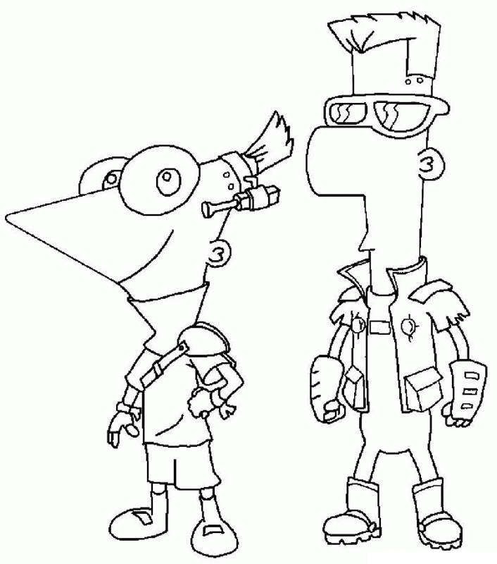 Free Phineas and Ferb Coloring Pages Phineas with Friend printable