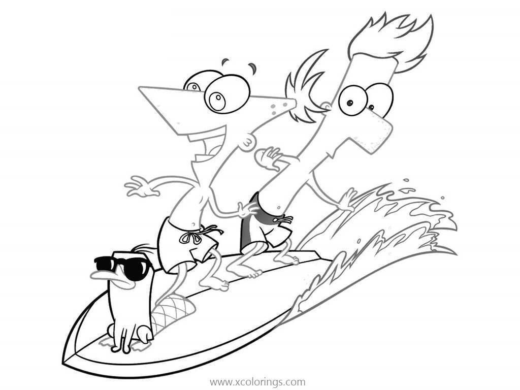 Free Phineas and Ferb Coloring Pages Summer Vacation printable