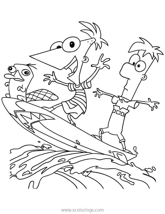 Free Phineas and Ferb Play On the Sea Coloring Pages printable