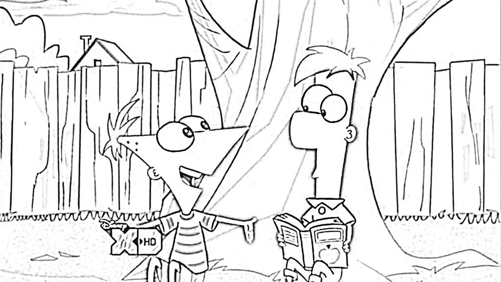 Free Phineas and Ferb Reading Books Coloring Pages printable