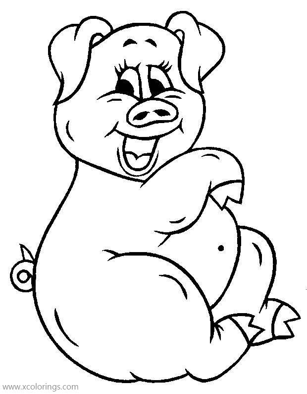 Free Pig Sits on the Ground Coloring Pages printable