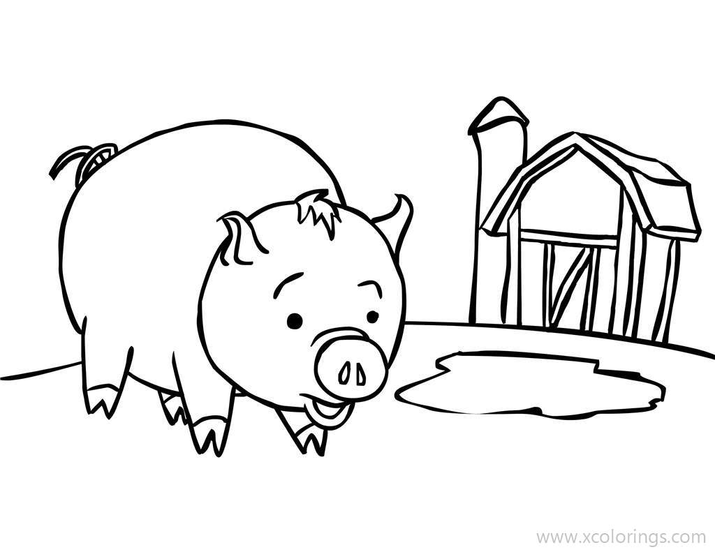 Free Pig and Barn Coloring Pages printable