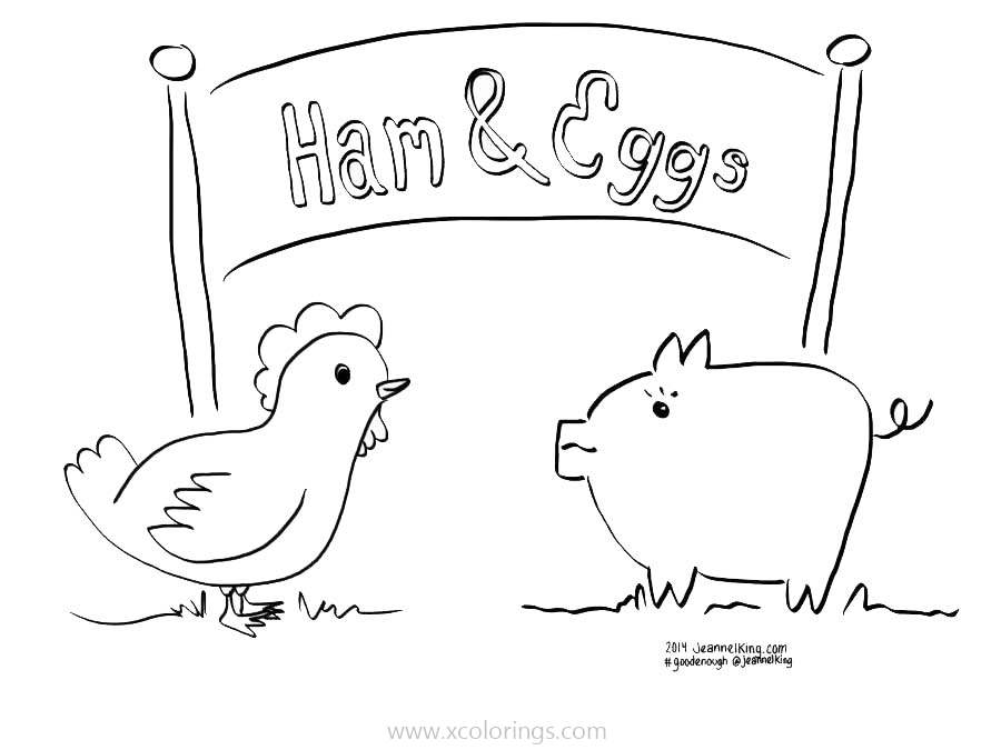 Free Pig and Chicken Coloring Pages printable