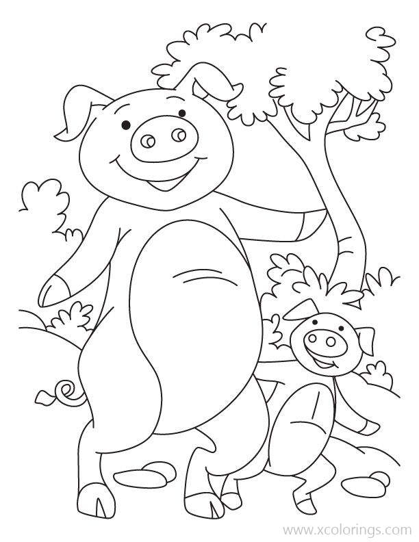 Free Pig and Piglet Coloring Pages printable