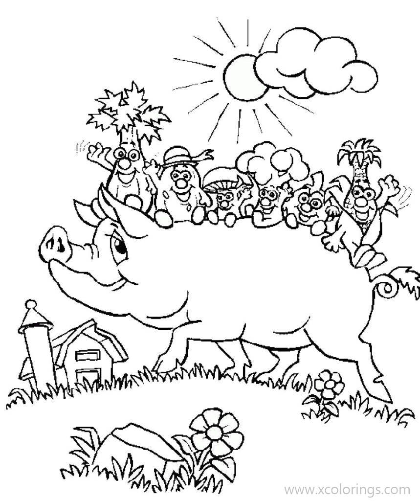 Free Pig and Vegetables Coloring Pages printable