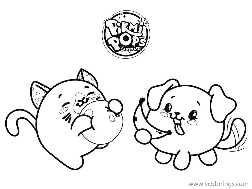 Free Pikmi Pops Coloring Pages Dog and Cat printable