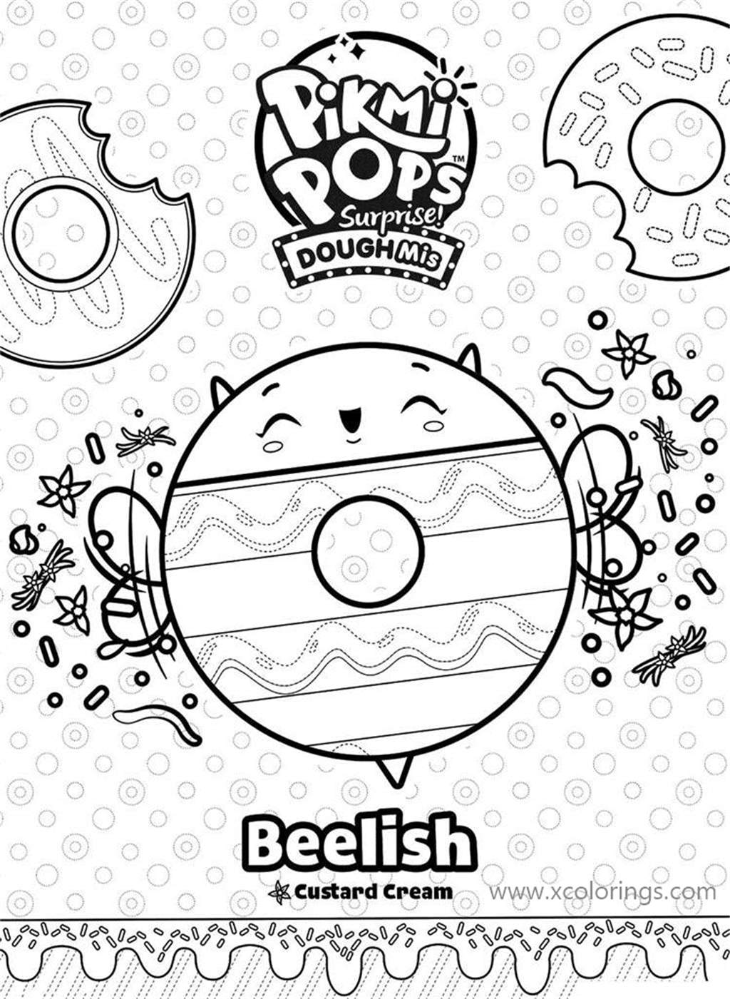 Pikmi Pops Coloring Pages Doughnut Beelish - XColorings.com