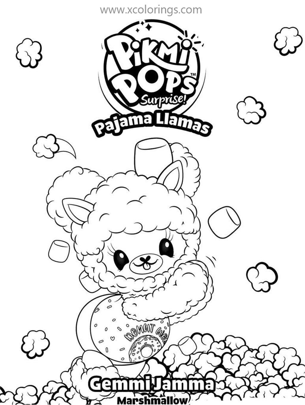 Free Pikmi Pops Coloring Pages Llama In Pyjamas printable