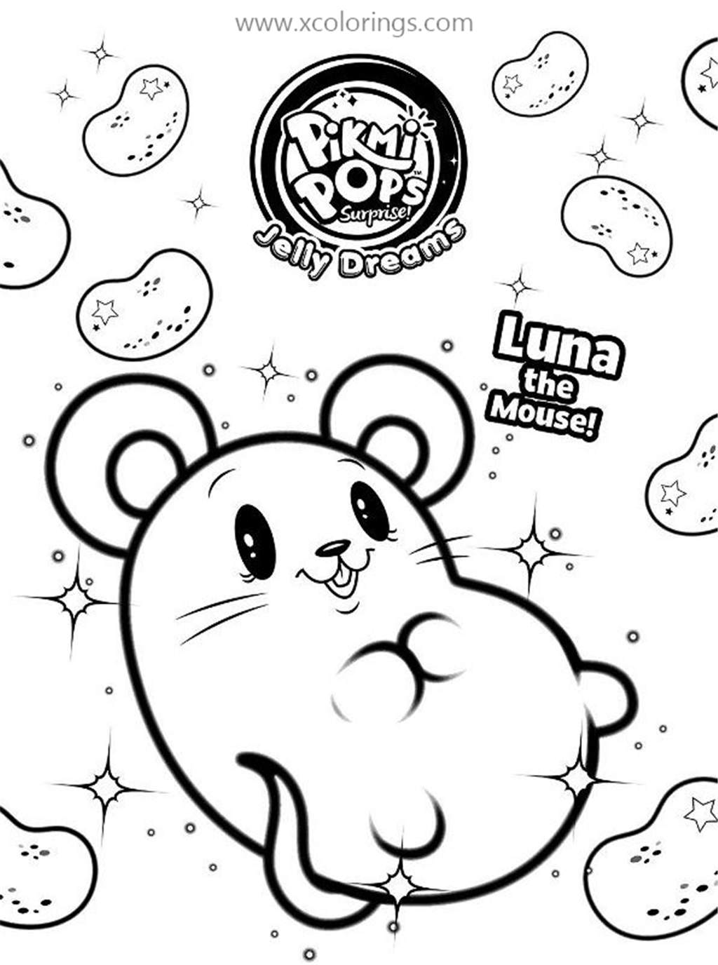 Free Pikmi Pops Coloring Pages Luna the Mouse printable
