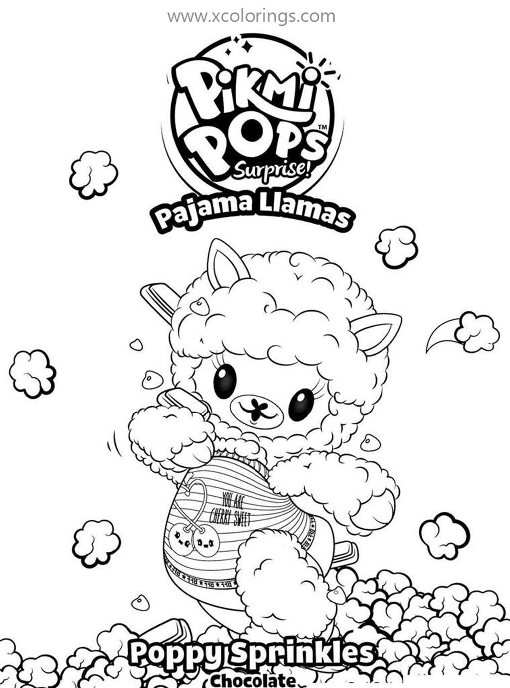 Free Pikmi Pops Coloring Pages Pyjamass Llama Poppy Sprinkles printable
