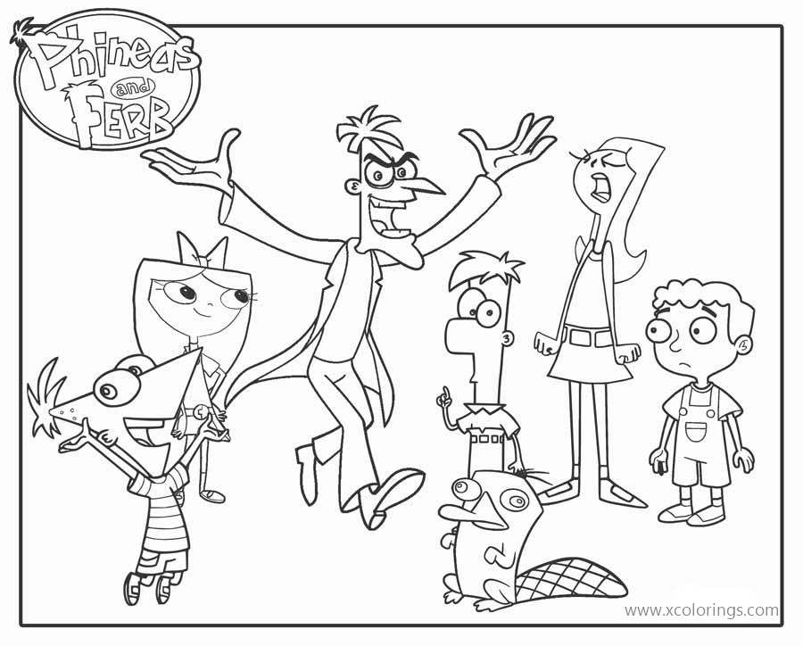 Phineas and Ferb Characters Coloring Pages Free to Print