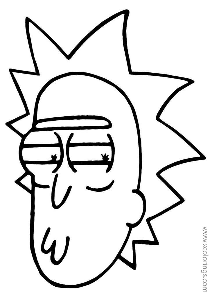 Free Rick and Morty Coloring Pages Face of Rick printable