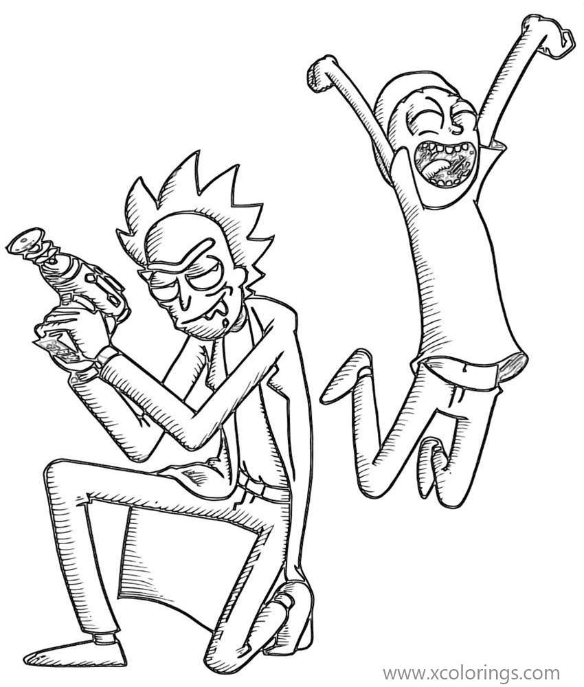 Free Rick and Morty Coloring Pages Morty is Jumping printable