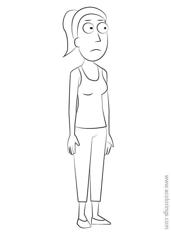 Free Rick and Morty Coloring Pages Morty's Sister Summer printable