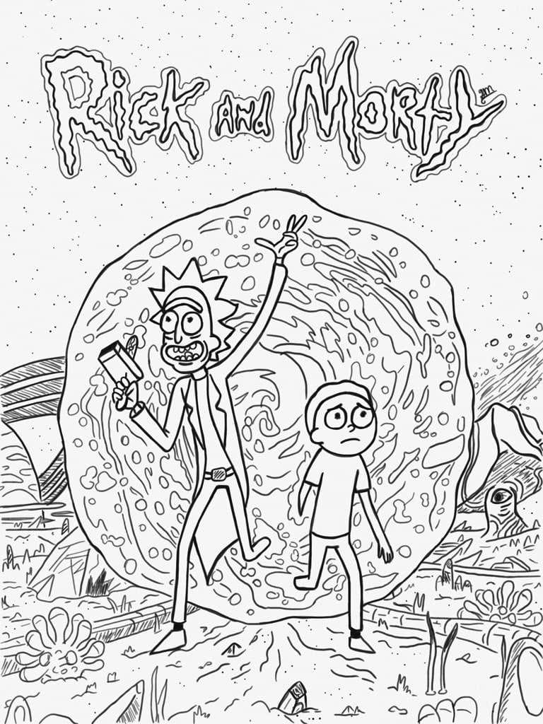 Free Rick and Morty Coloring Pages Out Space printable