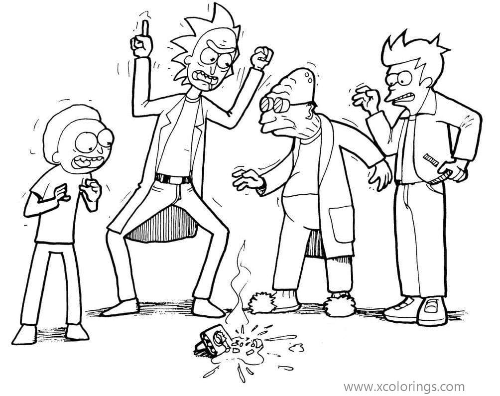 Free Rick and Morty Coloring Pages Rick is Angry printable