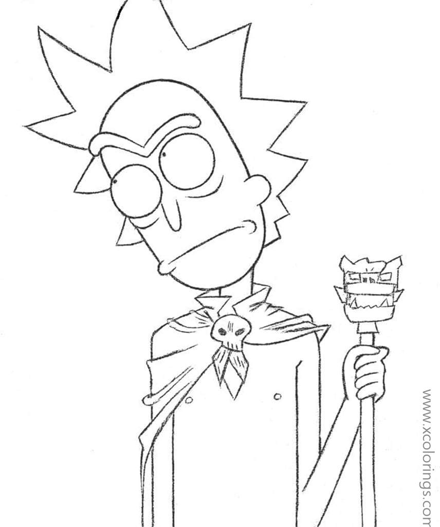 Free Rick and Morty Coloring Pages Rick with A Flower printable
