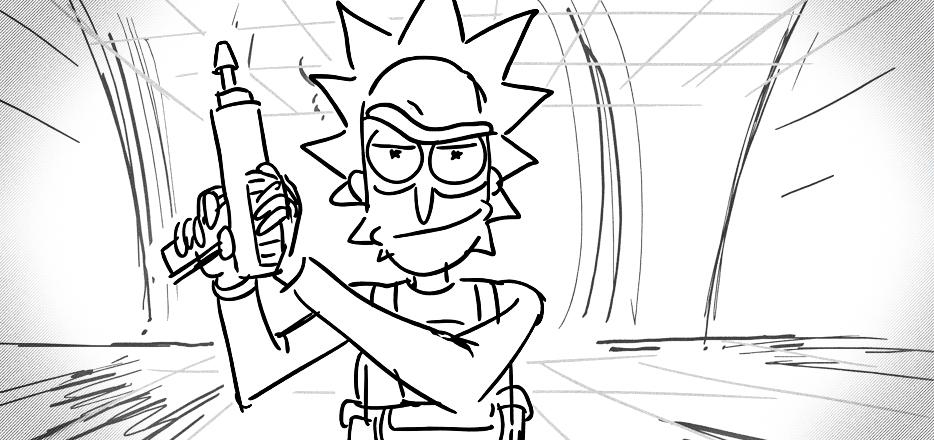 Free Rick and Morty Coloring Pages Rick with Gun printable