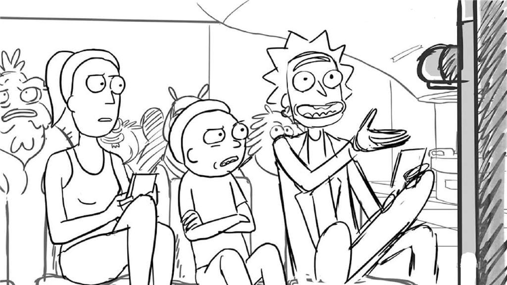 Free Rick and Morty Coloring Pages Watching TV printable