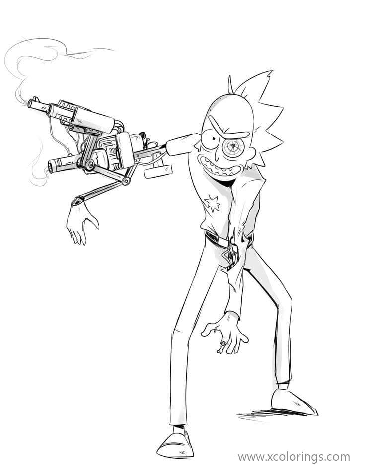 Free Rick and Morty Coloring Pages Zombie Rick printable
