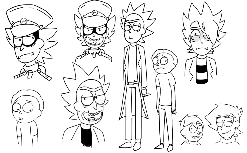 Free Rick and Morty Different Looks Coloring Pages printable