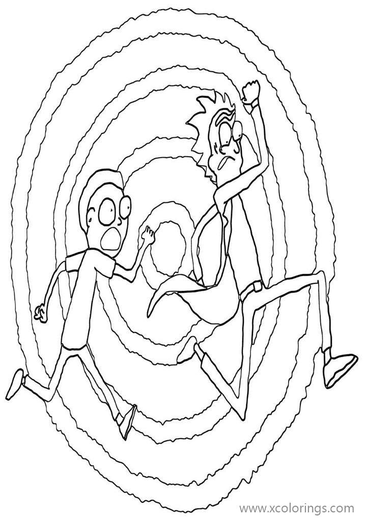 Free Rick and Morty Escaping Coloring Pages printable