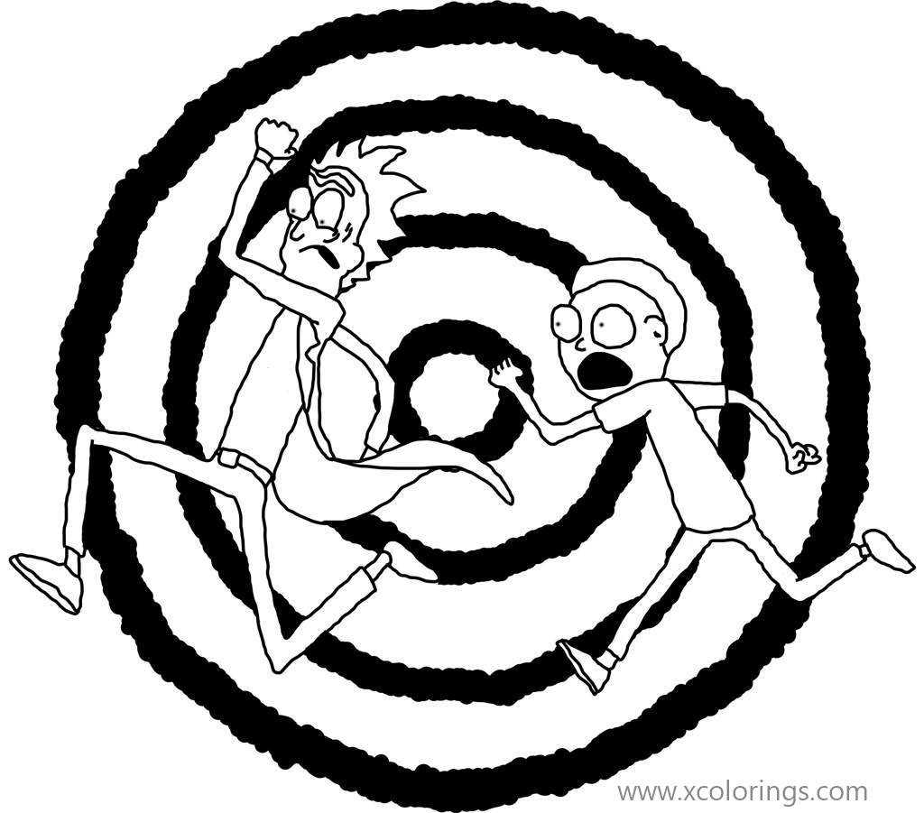 Free Rick and Morty Running Away Coloring Pages printable