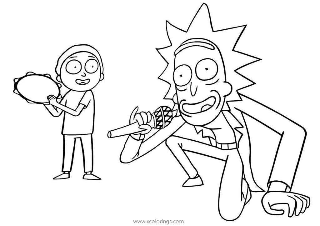 Free Rick and Morty Singing Coloring Pages printable