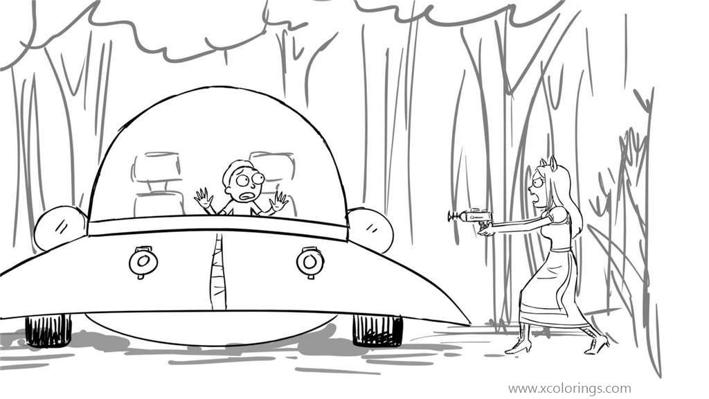 Free Rick and Morty UFO Coloring Pages printable