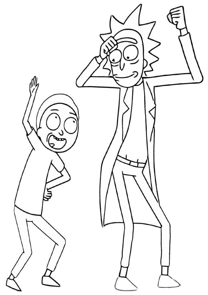 Free Rick and Morty are Dancing Coloring Pages printable