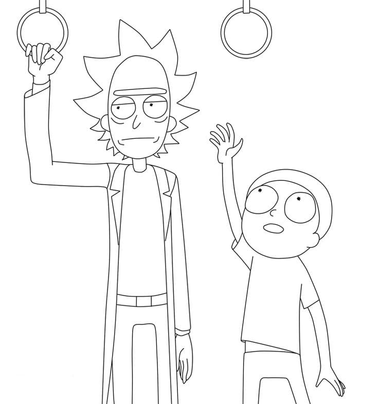 Free Rick and Morty in A Bus Coloring Pages printable