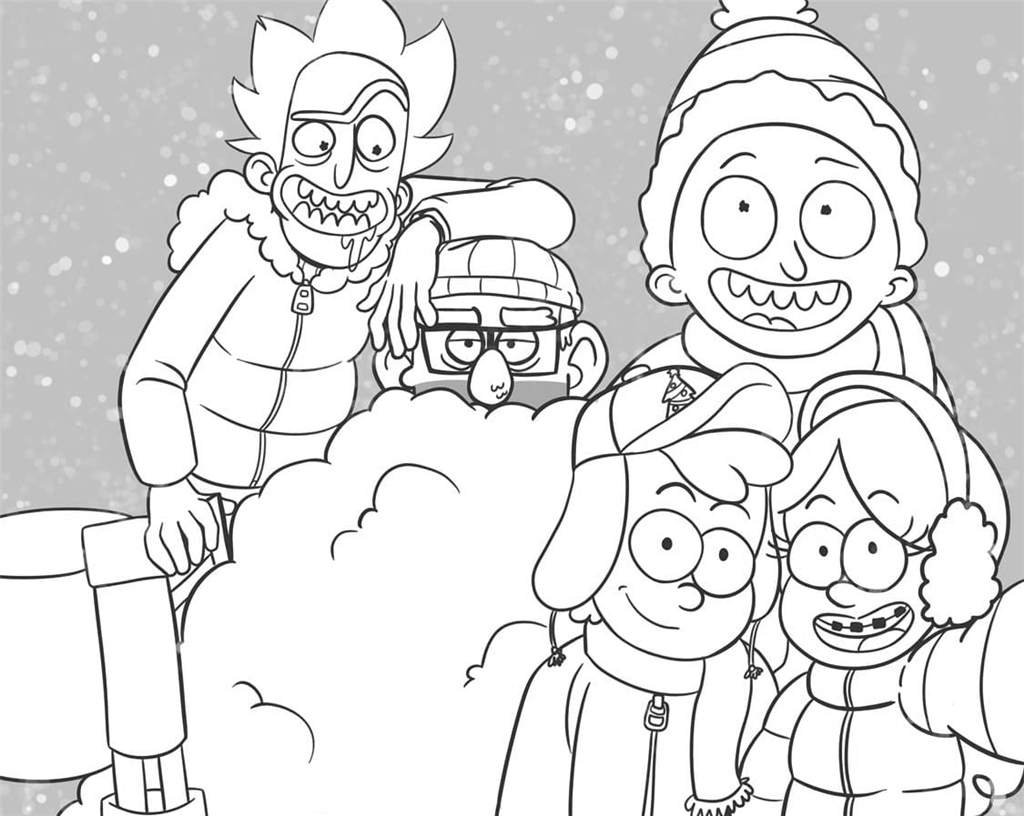 Free Rick and Morty in the Winter Coloring Pages printable