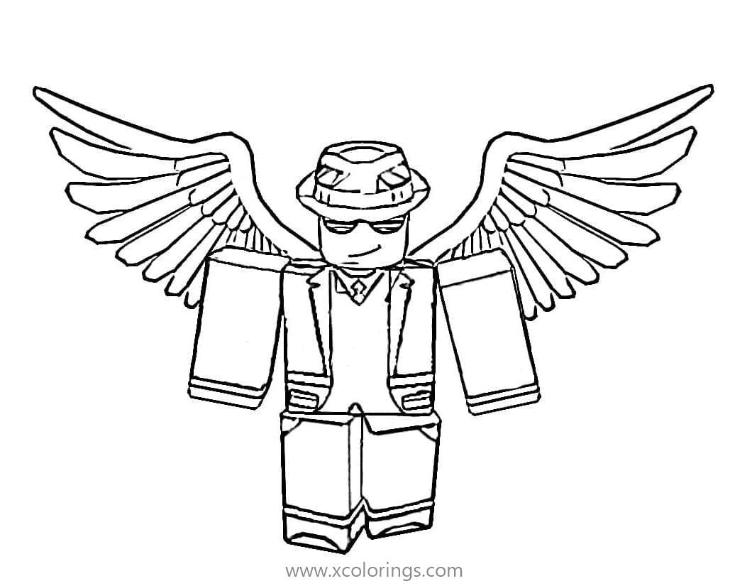 Free Roblox Coloring Page Character with Wings printable