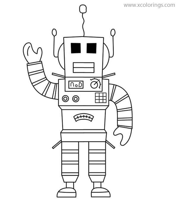 Free Roblox Coloring Page Robot Says Hi printable