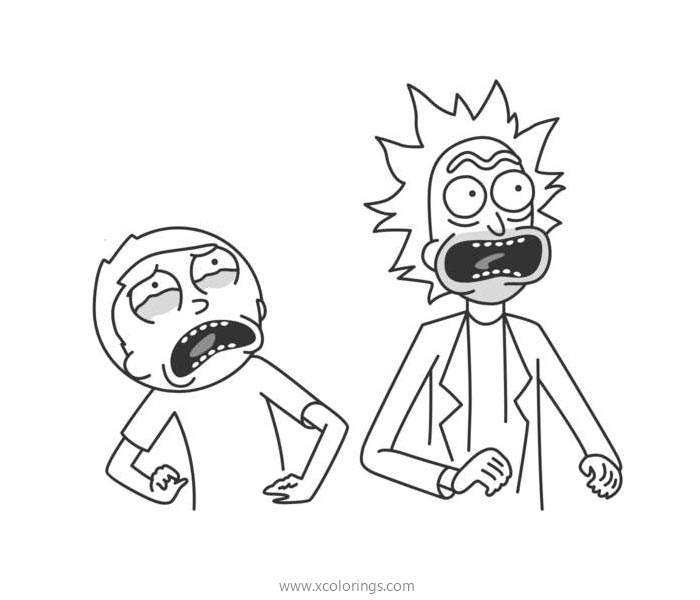Free Scared Rick and Morty Coloring Pages printable