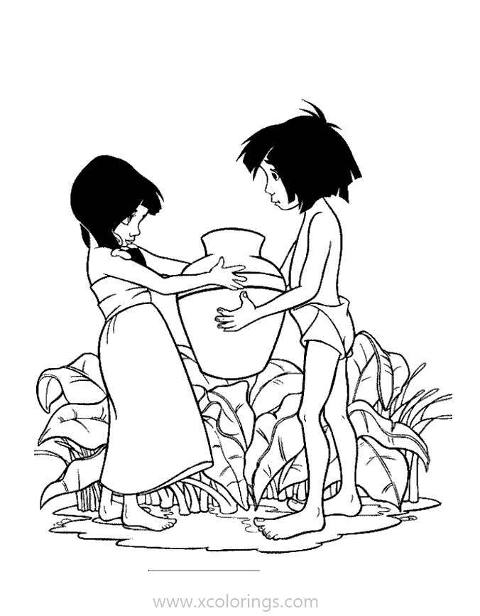 Free Shanti and Mowgli from Jungle Book Coloring Pages printable