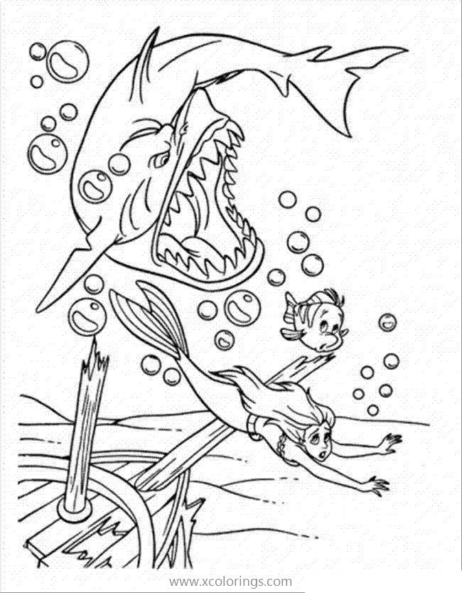 Free Shark Coloring Pages from The Little Mermaid printable
