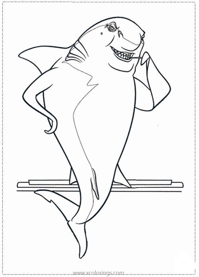 Free Shark is Cleaning Teeth Coloring Pages printable