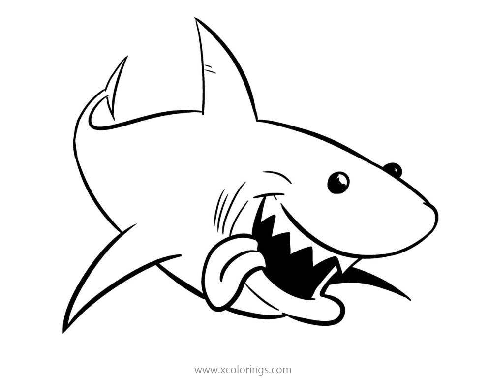 Free Shark with Tongue Coloring Pages printable