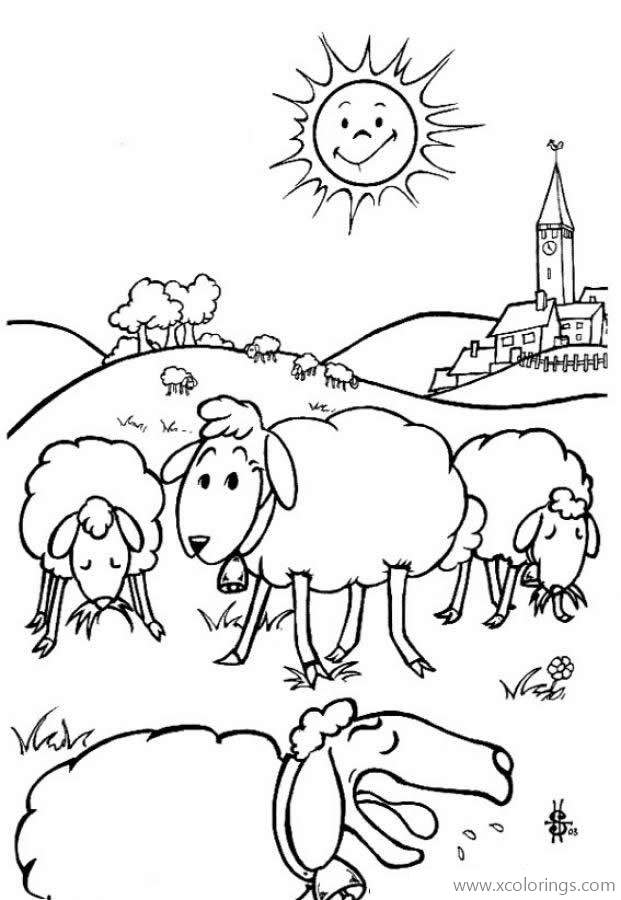 Free Sheep and A Castle Coloring Pages printable