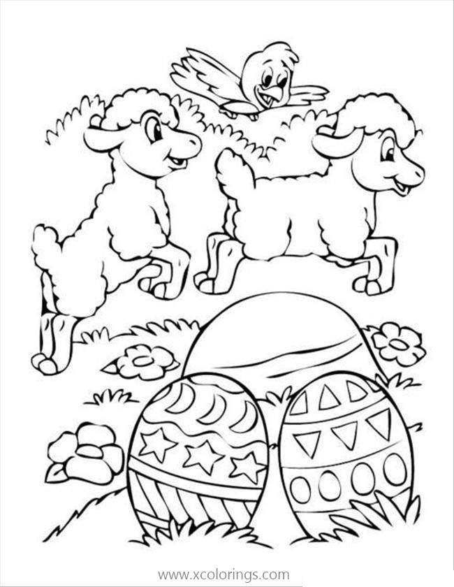 Free Sheep and Easter Eggs Coloring Pages printable