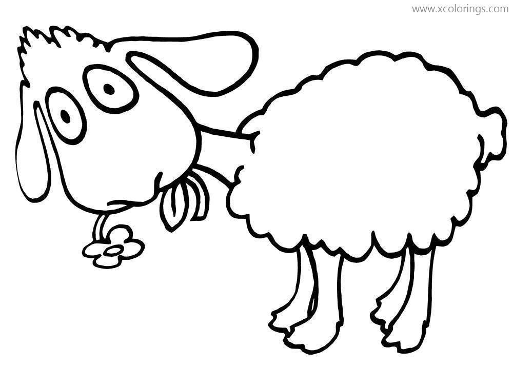 Free Sheep and Four Leaf Clover Coloring Pages printable