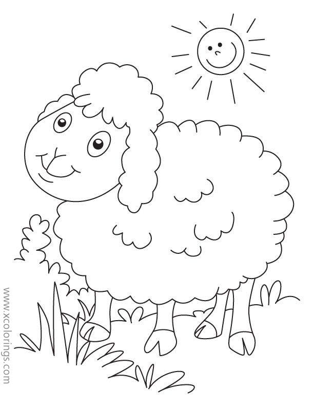 Free Sheep and Sun Coloring Pages printable