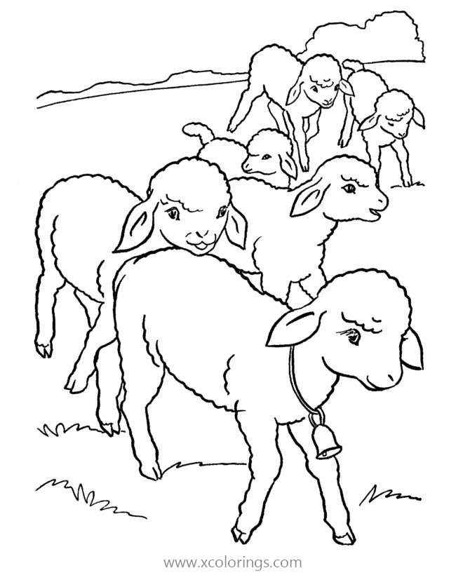 Free Sheep with Bell Coloring Pages printable