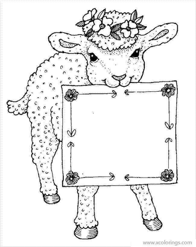 Free Sheep with Flowers Coloring Pages printable
